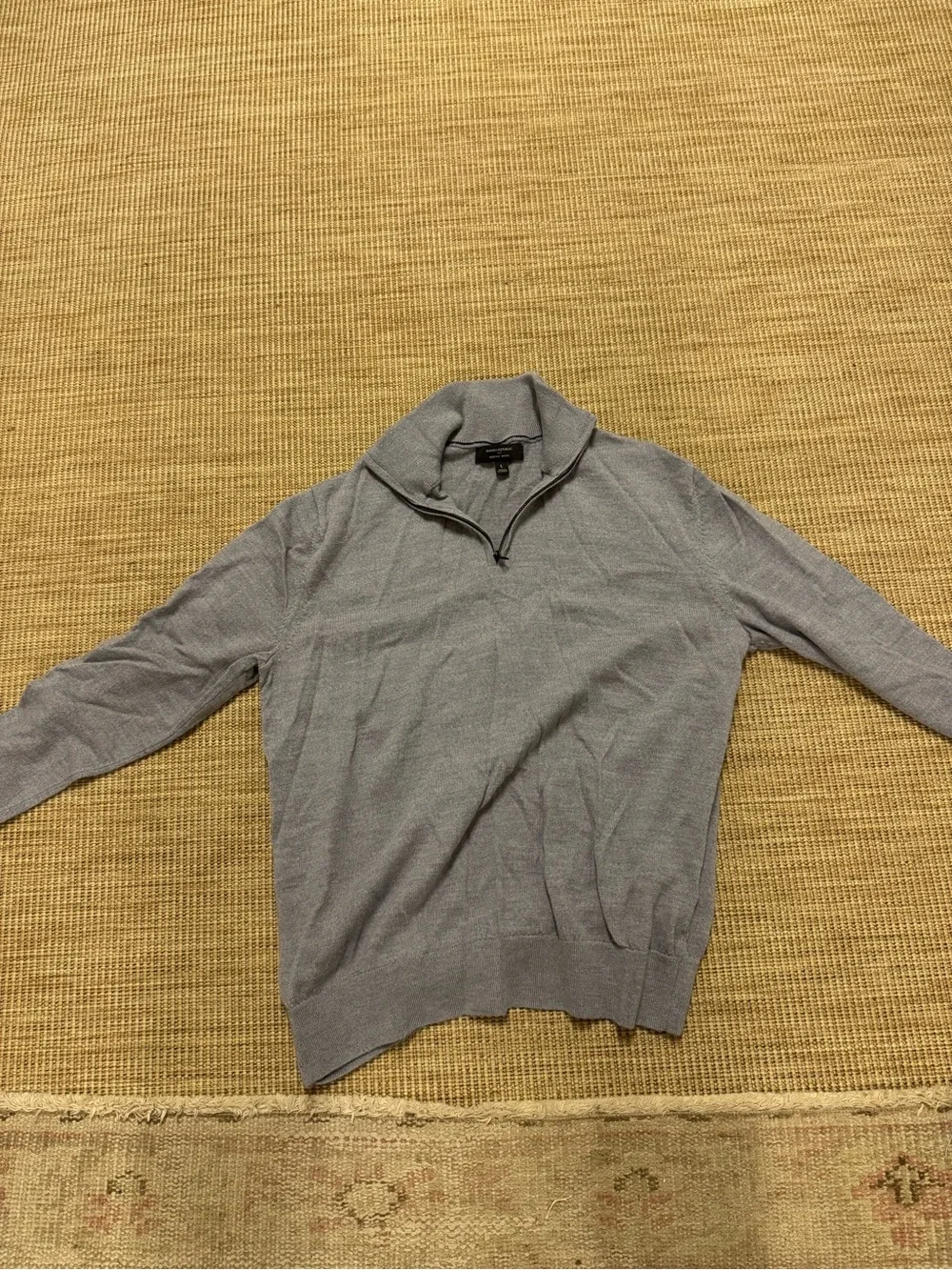 Banana Republic Men's Light Gray Merino Wool Zip Cardigan